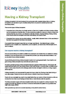 Kidney transplant booklet