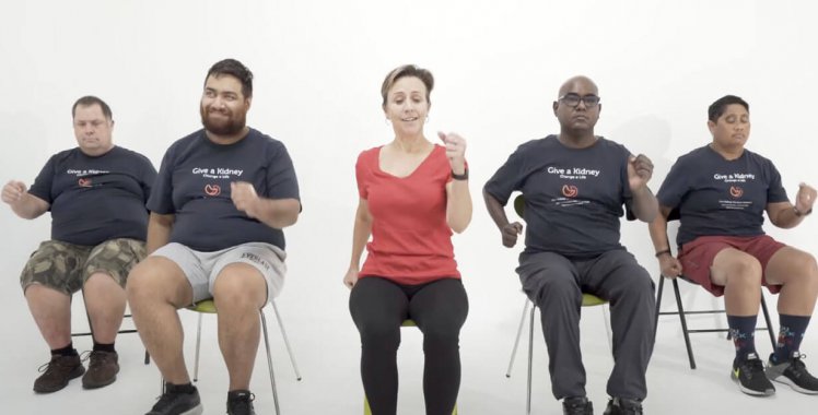 A group having an exercise together